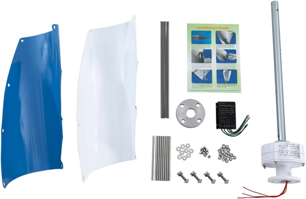3000W-6000W 12V Vertical Helix Wind Turbine Generator with Charge Controller, No Noise Hybrid Solar Wind System for Boats, Gazebos