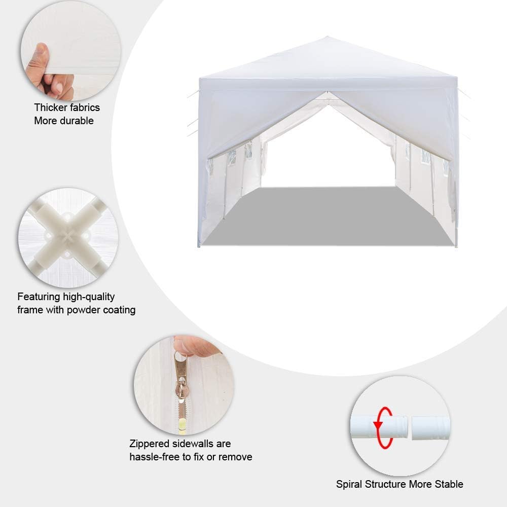 10'x30' Outdoor Canopy Party Wedding Tent,Sunshade Shelter,Outdoor Gazebo Pavilion with 8 Removable Sidewalls Upgraded Thicken Steel Tube (10' x 30' / 8 Removable Sidewalls-1)