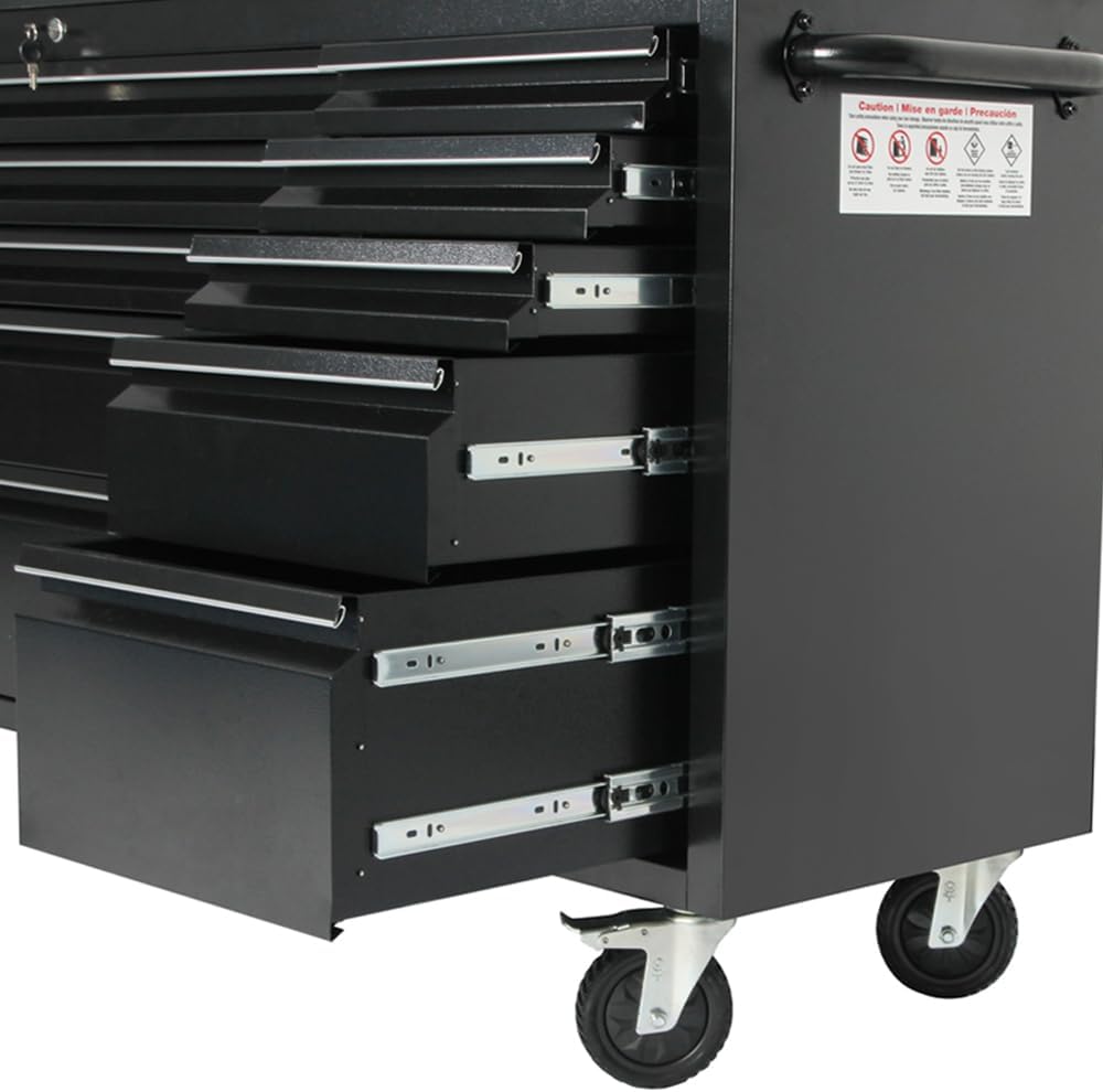 2 Pack - 72' Rolling Tool Chest with 15 Drawers + 3 Upper Cabinets, Mobile Workbench, Assembled Large Tool Box Lockable Storage Cabinet with Wheels (1 × HTC7218PC + 1 × HTC7215PC-1)