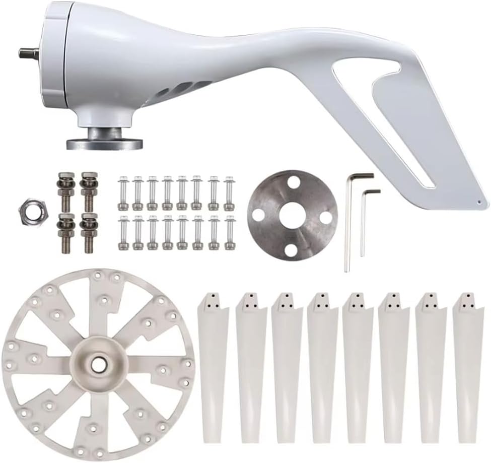 Portable Wind Turbine Generator Kit,5000W 8-Blade 3-Phase Ac Permanent Magnet Generator for Home, RV, And Off-Grid Use White,48V