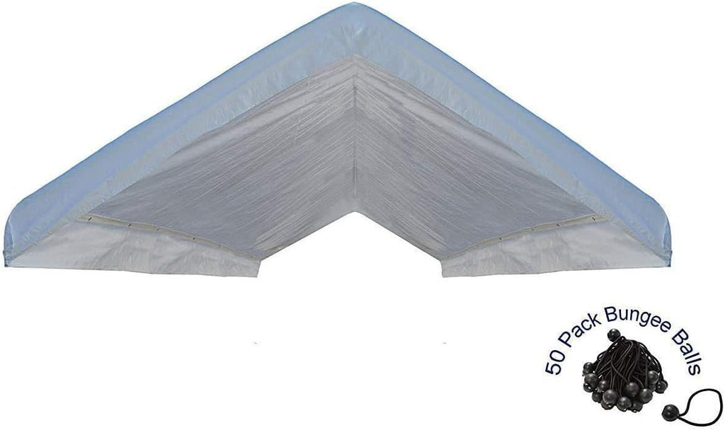 Canopy Roof Cover Valance Canopy Replacement Top (White) (20'x20') for 18' x 20' Pole Frames