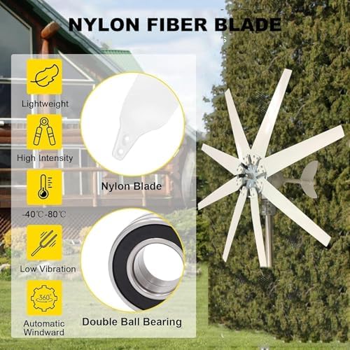 Wind Turbine Home Use Horizontal Generator Kits Blades with ControllerWind Turbine Generator Kit 3000W - Small Wind Turbines for Homes - Wind Powered Generator for Solar Wind Kit, 48V