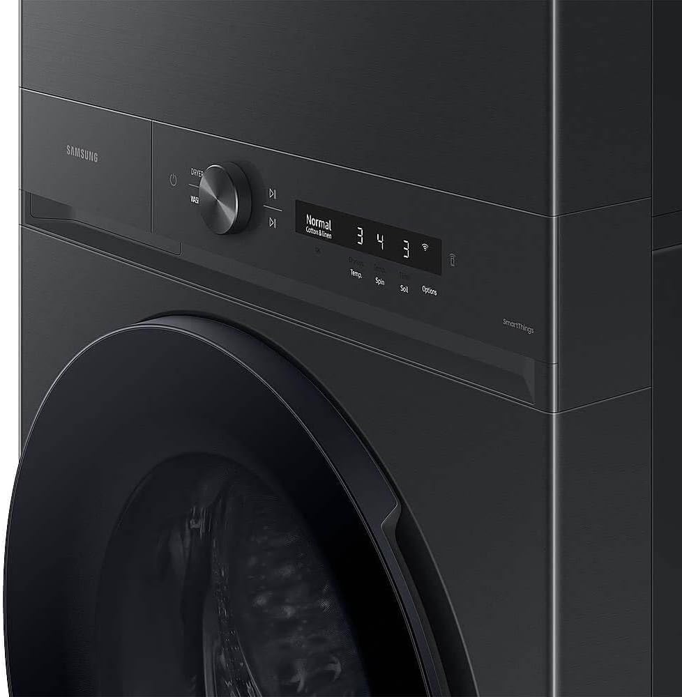 Bespoke 4.6 cu. ft. Large Capacity Single Unit AI Laundry Hub Washer with 7.6 cu. ft. Electric Dryer in Brushed Black