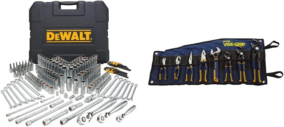 DEWALT Mechanics Tools Kit and Socket Set, 204-Piece (DWMT72165) & IRWIN VISE-GRIP GrooveLock Pliers Set, 8-Piece (2078712)