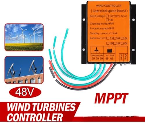 3000W-4800W Waterproof Wind Turbine Generator Controller for 12V/24V/48V Systems, Hybrid PWM Charge Regulator for Solar Panels and Windmills