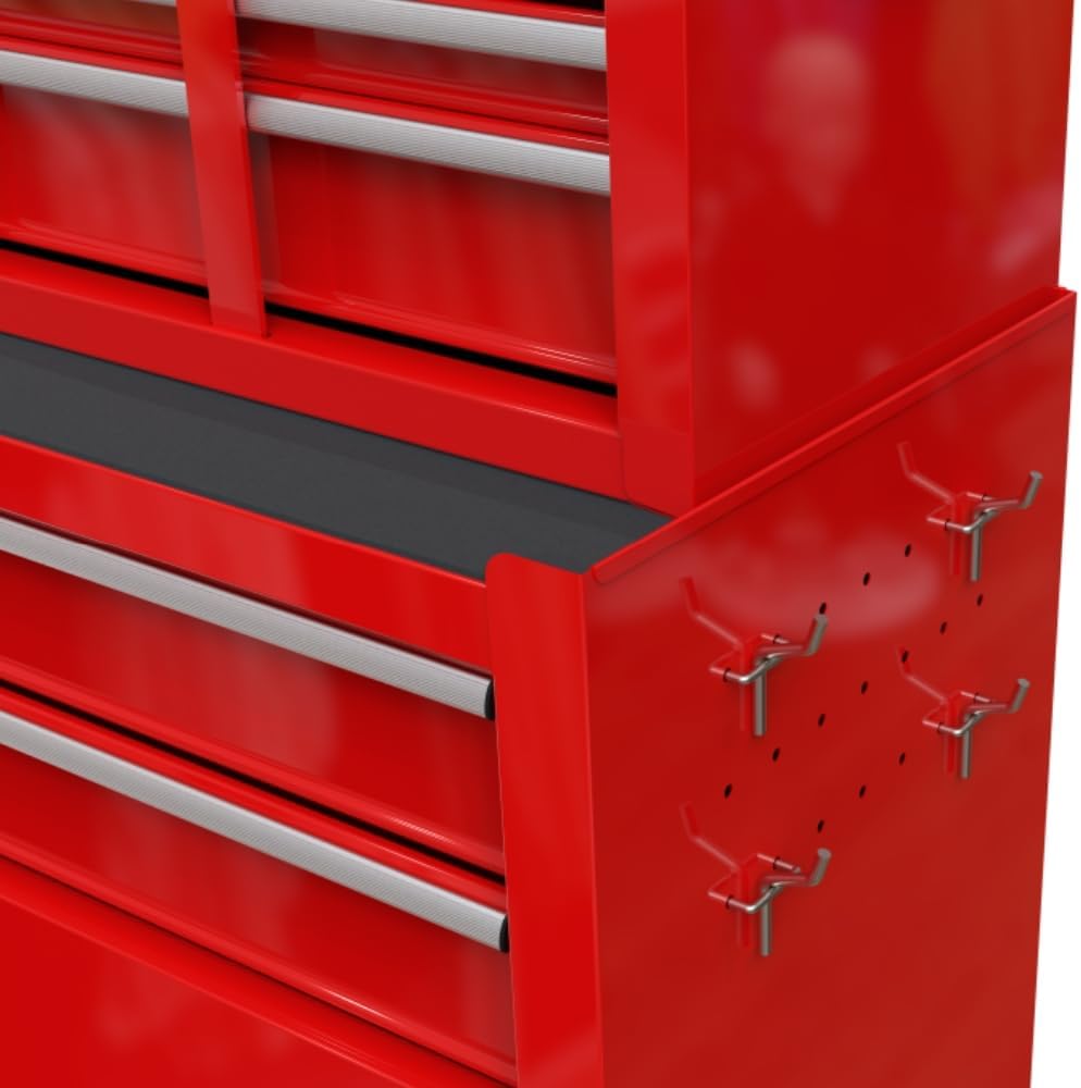 High Capacity Rolling Tool Chest with 8-Drawer Tool Box on Wheels Multifunctional Tool Cart Mechanic Tool Storage Cabinet for Garage, Warehouse, Workshop, Repair Shop (Red)
