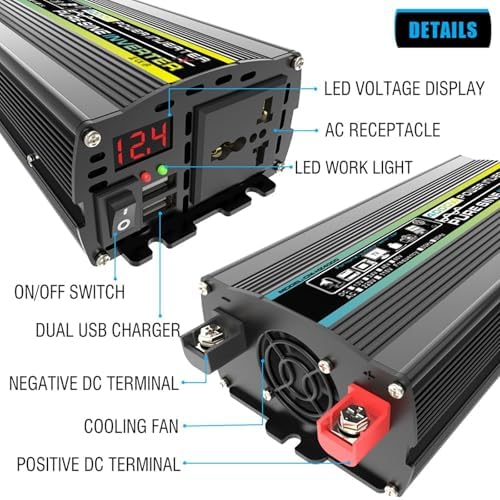ZXDZTZ 3000W/4000W 12V to 110V/220V Solar Inverter Kit with 50A Controller & 50W Solar Panel - Complete Home Solar System Generator (800W, 12V-220V)