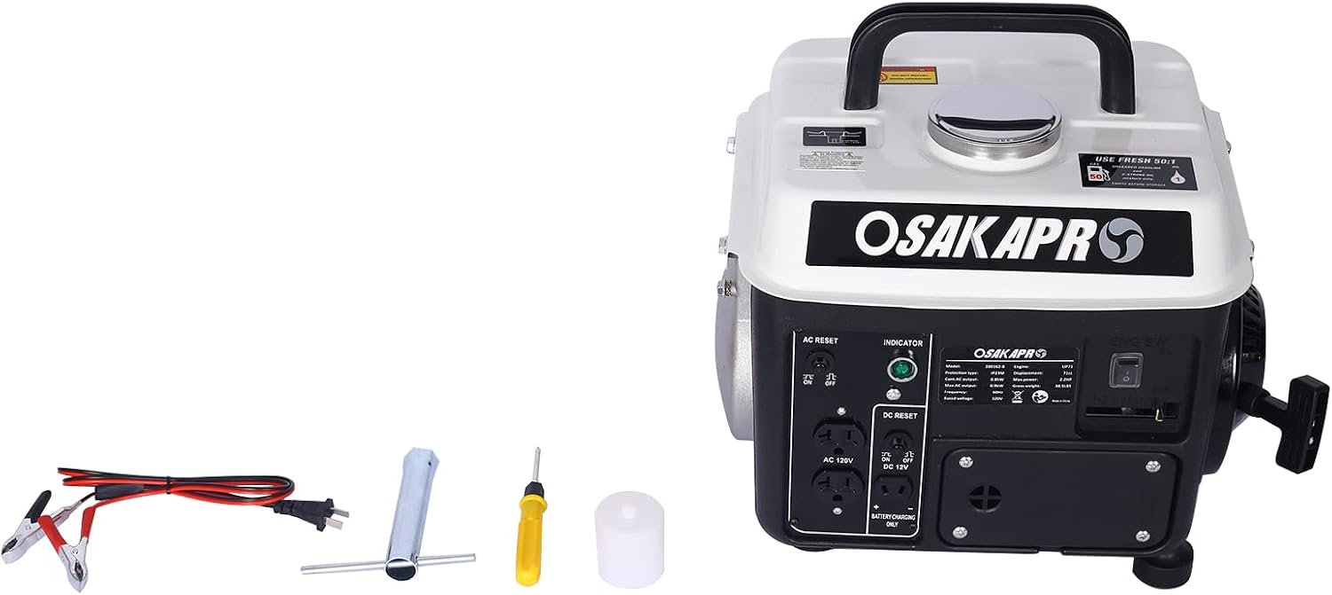 900W Portable Gas Powered Generator, Low Noise Outdoor Generator with 1.1 Gal Fuel Tank, EPA Compliant, Compact Backup For Home Use Camping RV Emergency