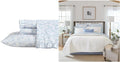 Laura Ashley - Twin/Twin XL Bedding Bundle, Reversible Comforter with Matching Sham & Cotton Percale Sheet Set, Deep Pocket, Dorm Essentials (Blue/White)