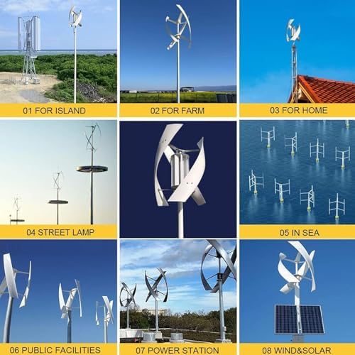 3000W Wind Turbine Generator with MPPT Controller & 3 Blades, Vertical Axis Design for Hybrid Wind-Solar Systems, Ideal for Boats & Street Lighting, 24V Electricity Producer