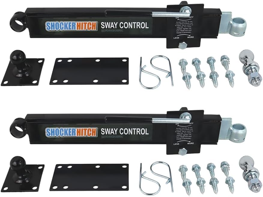 Shocker Air Hitch Sway Control Towing Kit - Fits 2' Hitch - Black Combo 2' & 2-5/16' Balls - 2 Sway Bar Kits - 14,000 lbs