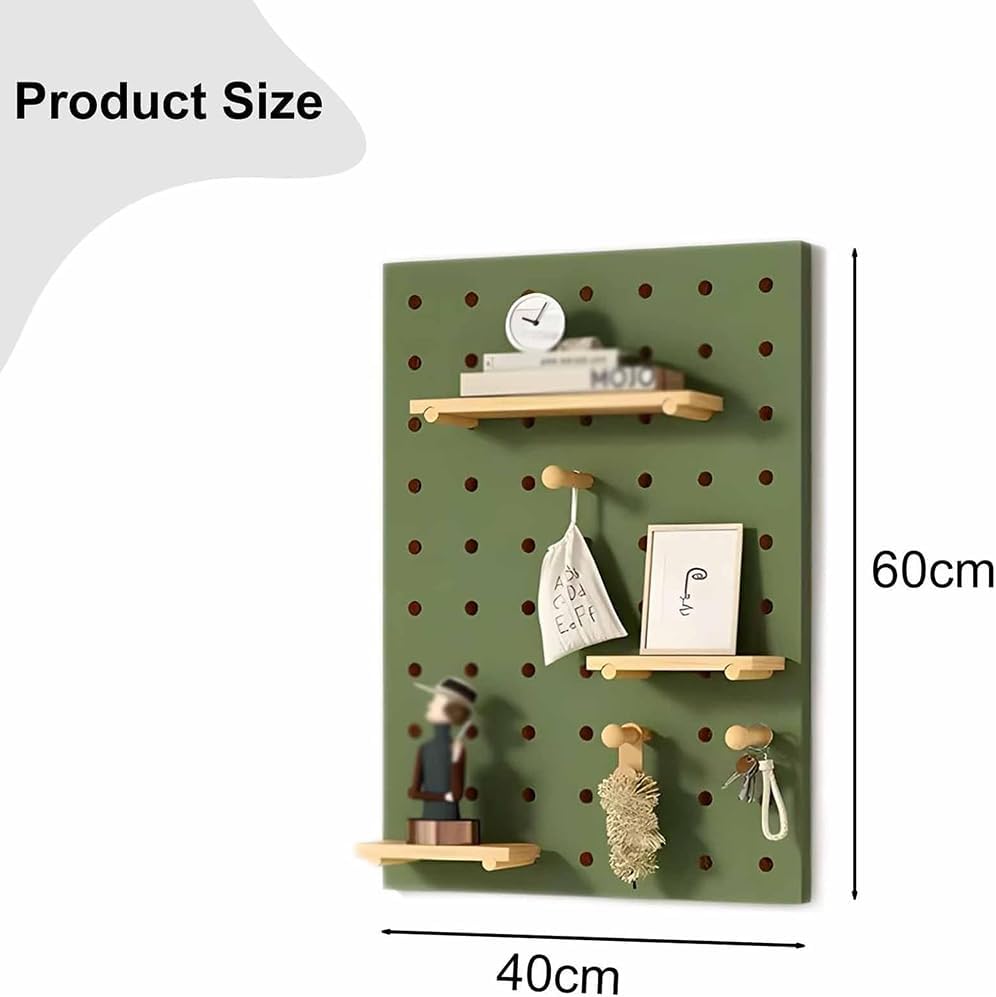 Wooden Pegboard Tool Organizer DIY Storage & Display Panel, Decorative Wall Hook Rack Combo Kit for Kitchen, Study Room, Garage,Black,40 * 60cm