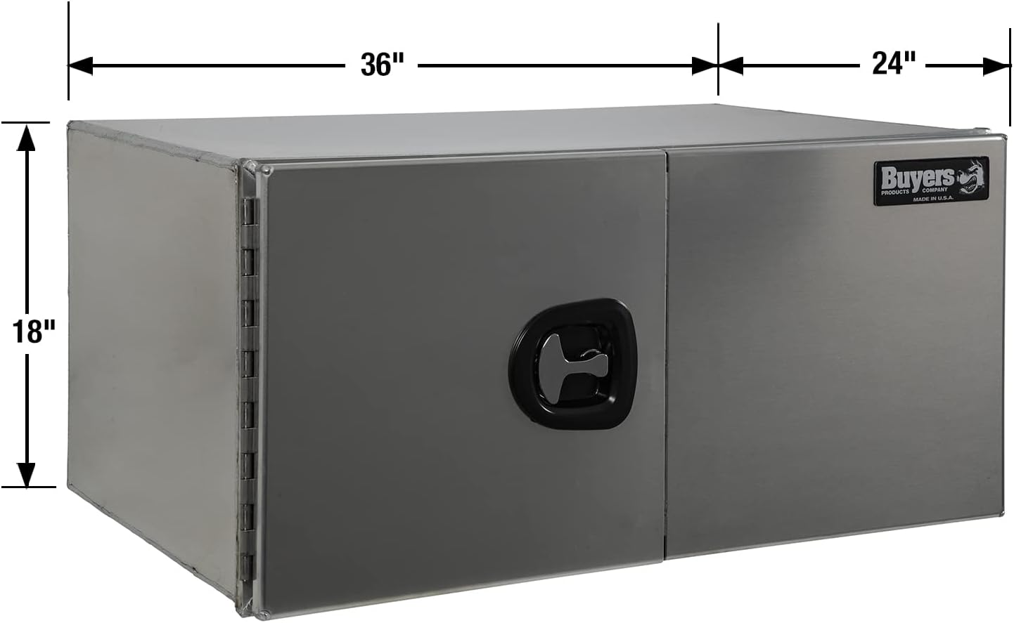 Buyers Products 1705420 Silver Pro Series Smooth Aluminum Underbody Truck Box with Barn Door, 18x24x36 Inch, Durable Vehicle Tool Box for Storage and Organization