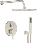 Gabrylly Shower System, Wall Mounted Shower Faucet Set with Shower Valve, High Pressure 10' Rain Shower head with Handheld Spray Combo, 2 Way Rainfall Shower Head Set, Brushed Nickel