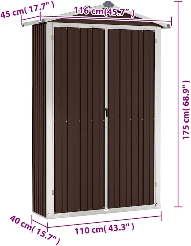vidaXL Garden Shed Brown Galvanized Steel and Plastic