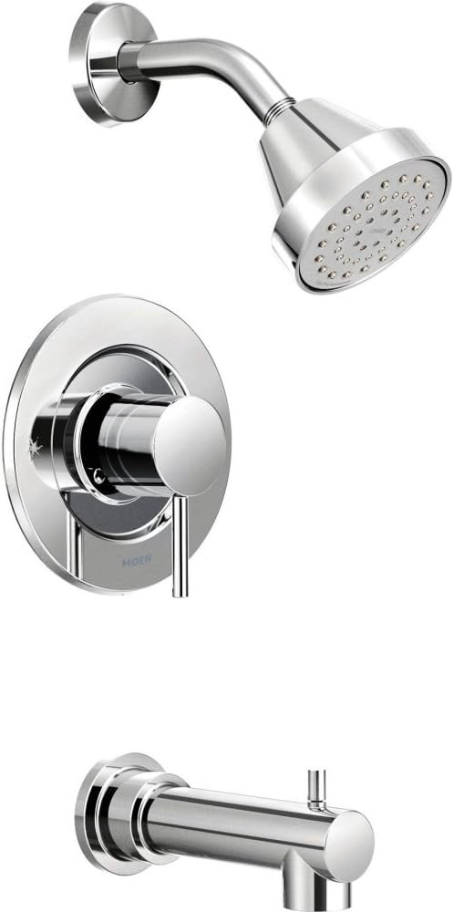 Moen Align Chrome Eco-Performance Posi-Temp Pressure Balancing Modern Tub and Shower Trim Kit, Featuring Shower Head, Lever Handle, and Tub Spout, Valve Required, T2193EP