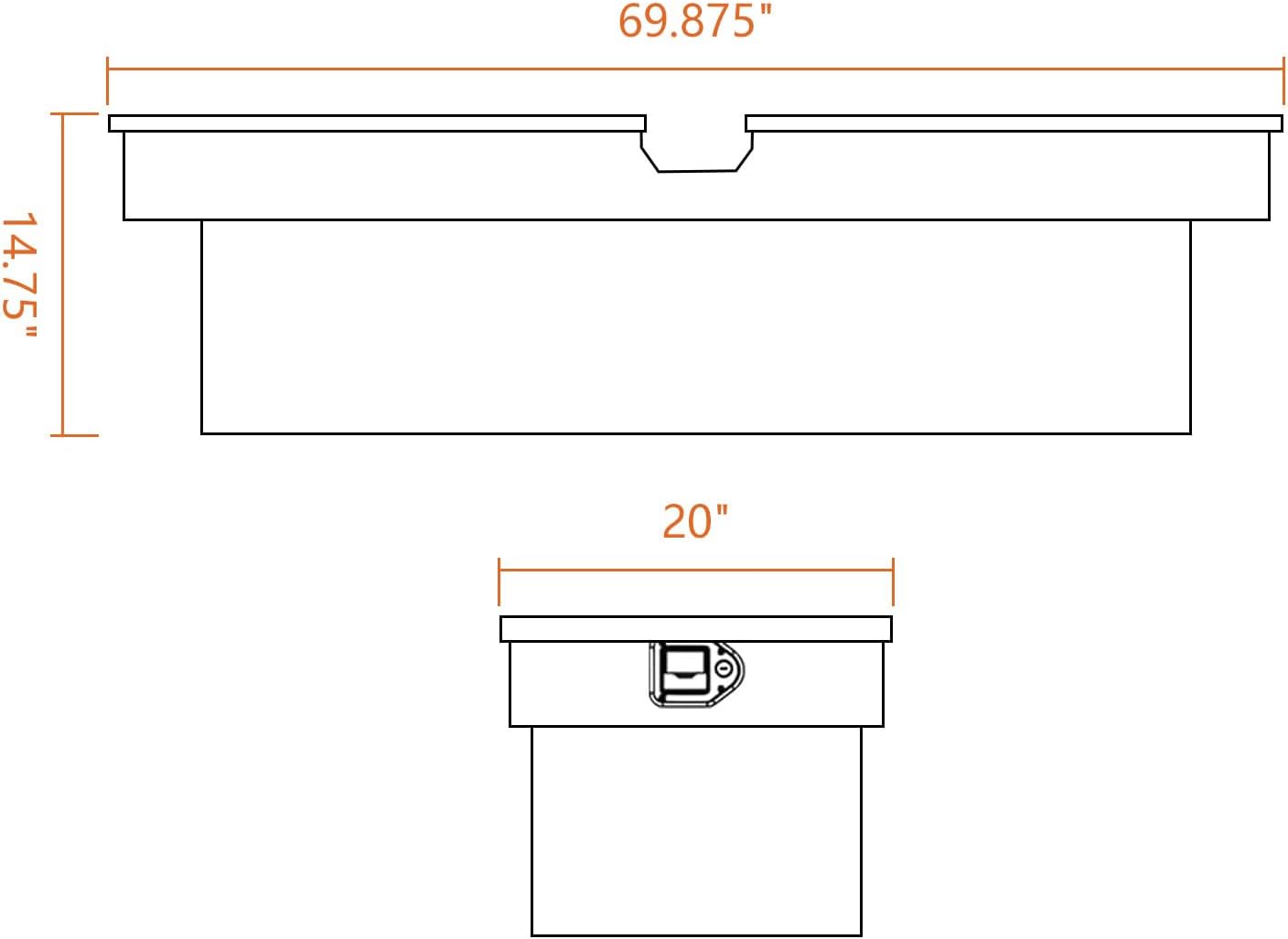SSN 69 Inch Black Heavy-Wall Gull Wing Aluminum Truck Tool Box with 2 Locks,RigidCore Lids Pickup Truck Bed Tool Box for Storage and Organization