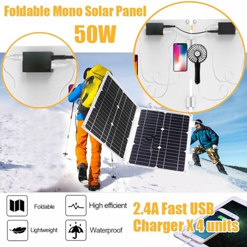3000W/4000W Solar System Kit with 50A MPPT Charge Controller, 50W Foldable Solar Panel, 12V to 110V/220V Inverter, Ideal for Home Grid & Portable Solar Generator (800W)
