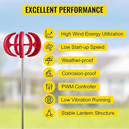 3000W/4000W/5000W Wind Turbines - 12V/24V/48V Vertical Wind Generator for Garden, Boat, Hybrid Wind-Solar System, Includes Controller for Efficient Energy Production