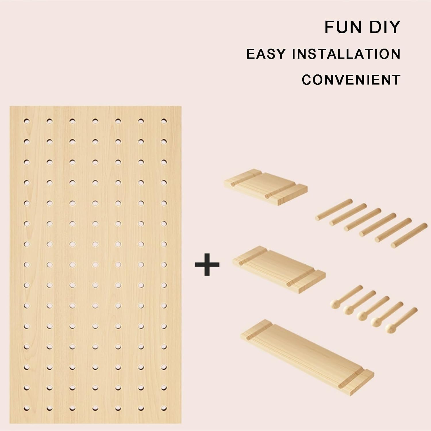 Wall-Mounted Wooden Combo Kit, 16x24in Tool Organizer & Storage Box for Living Room, Bedroom, Study - Durable Plastic & Wood Design (Brown)