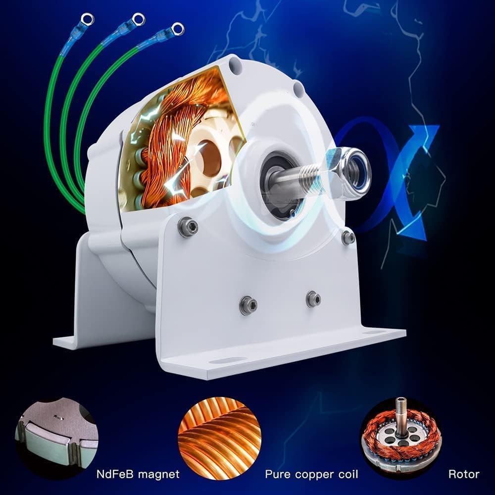 Electric Generator 3000W Low Speeds 3 Phase Gearless Permanent Magnet AC Alternators for Wind Water Turbine Home Use,48v
