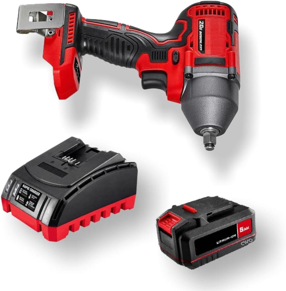 NEW! 20-Volt Lithium-Ion Cordless Combo Kit (Complete Power Tool Bundle) with 20V Brushless Cordless 3/8 in. 3-Speed Impact Wrench, 5Ah Lithium Ion Battery & Rapid Charger - Fits All BAUER 20V Tools