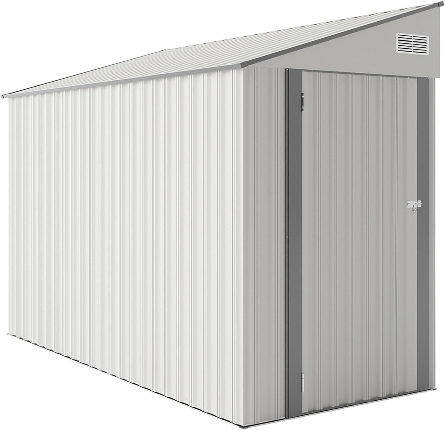 8 X 4 Ft Outdoor Storage Shed, Metal Garden Tool Shed with Lockable Door, Outdoor Door Storage Cabinet for Patio, Garage, Poolside, Bikes, and Garden (White)