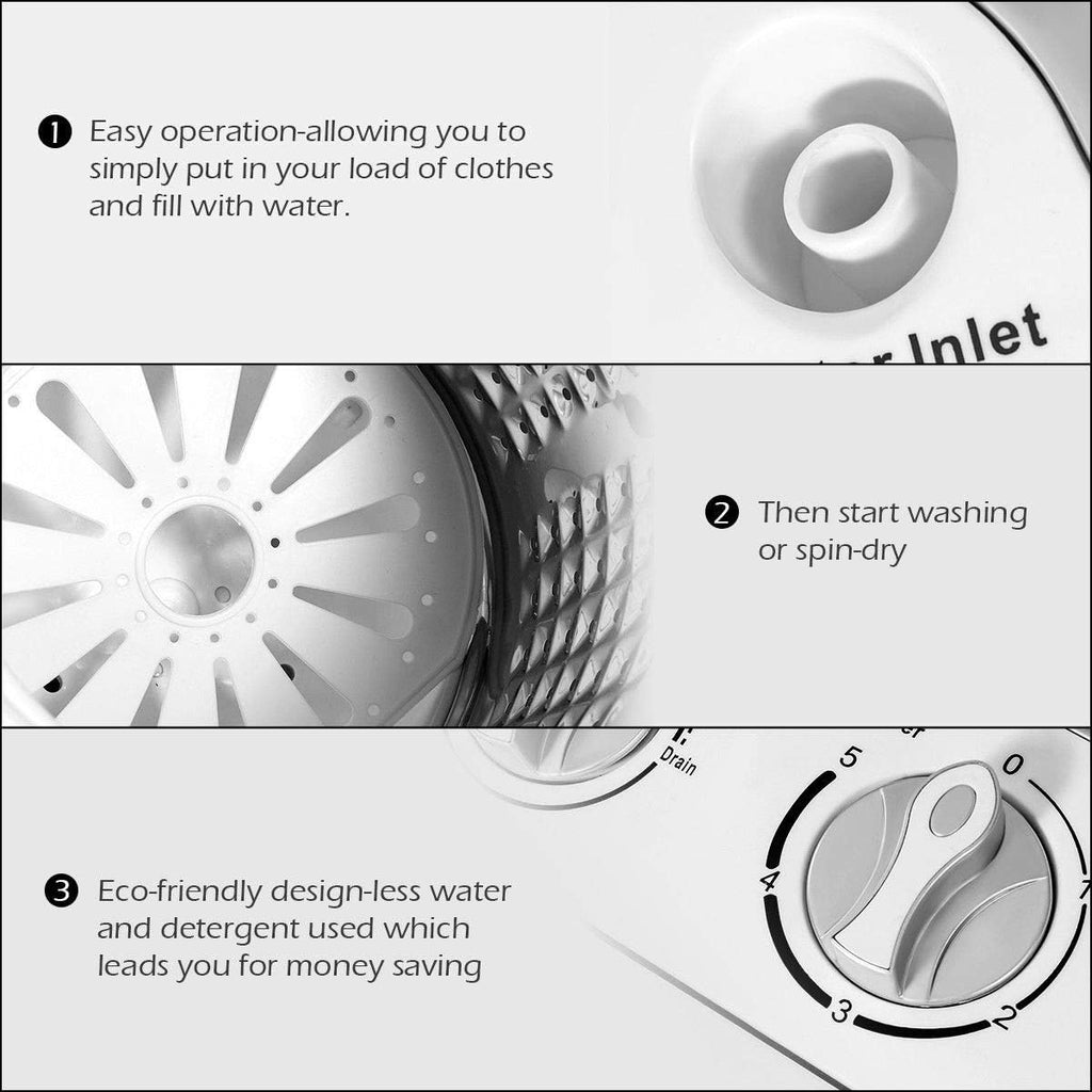 Giantex Portable Washing Machine, 13lbs Washer and Spinner Combo, Semi-Automatic Laundry Clothes Machine, Compact Twin Tub Mini Washer for Apartment Camping Dorms RV