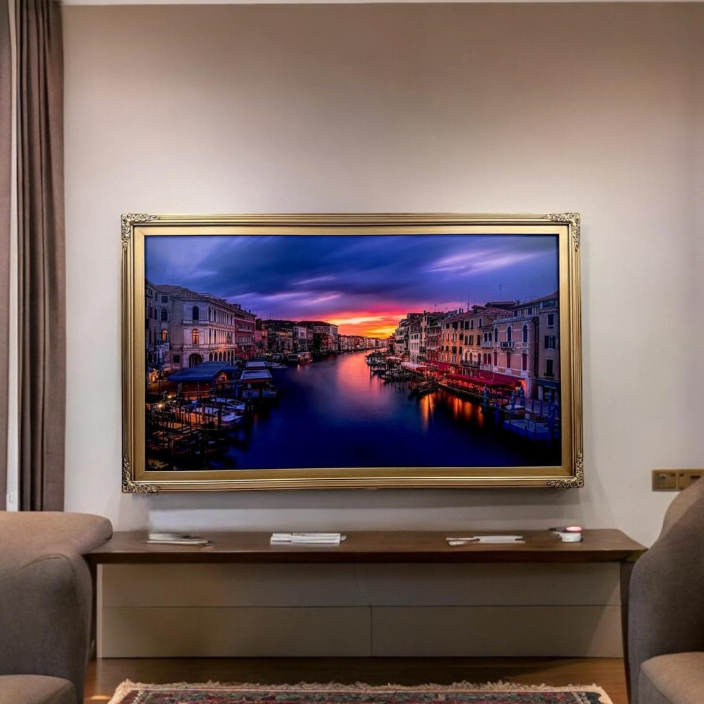 32, 43, 50 & 55 Inch Handmade ornate TV frame for Samsung The Frame TV and PRO model. ANTIQUE GOLD FINISH (not for use with other tv models) (55 INCH)