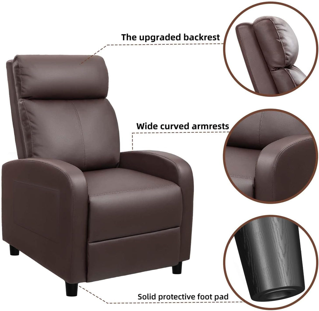 Devoko Massage Recliner Chair Home Theater Seating Pu Leather Modern Living Room Chair Furniture with Padded Cushion Reclining Sofa Chairs (Brown)