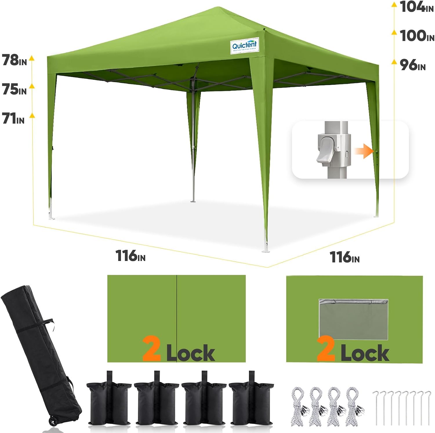 Quictent Privacy 10x10 Pop up Canopy Tent with Sidewalls and Roll-up Ventilated Windows, One Person Easy Setup, Outdoor Commercial Gazebo Shelter Enclosed Waterproof, Bonus 4 Sandbags