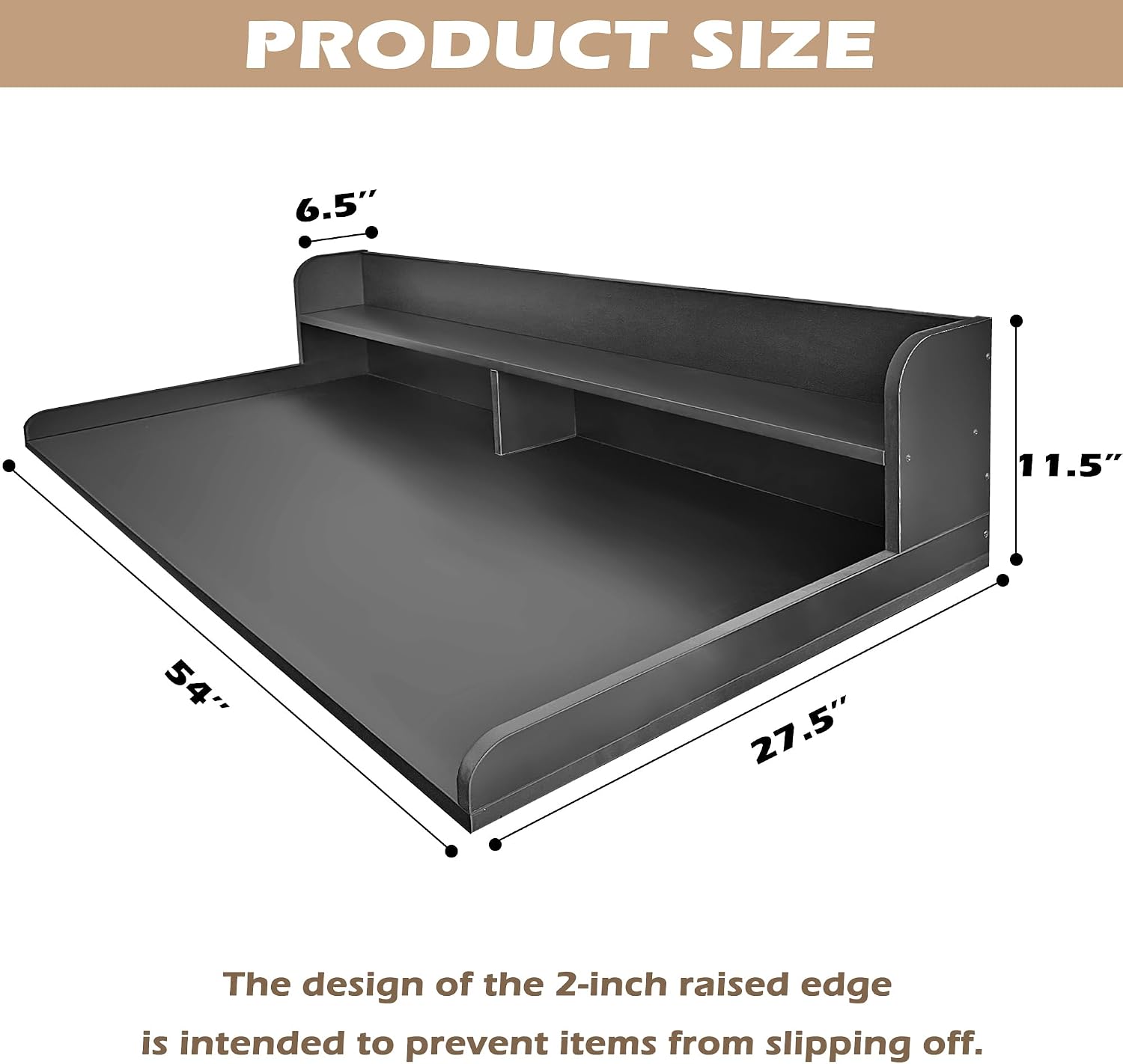 Royxen Laundry Countertop with 2-Tier Shelf Universal Fit, Washer and Dryer Countertop with Storage Space, Shelf Height 11.5 Inches, Solid Wood Core, Black