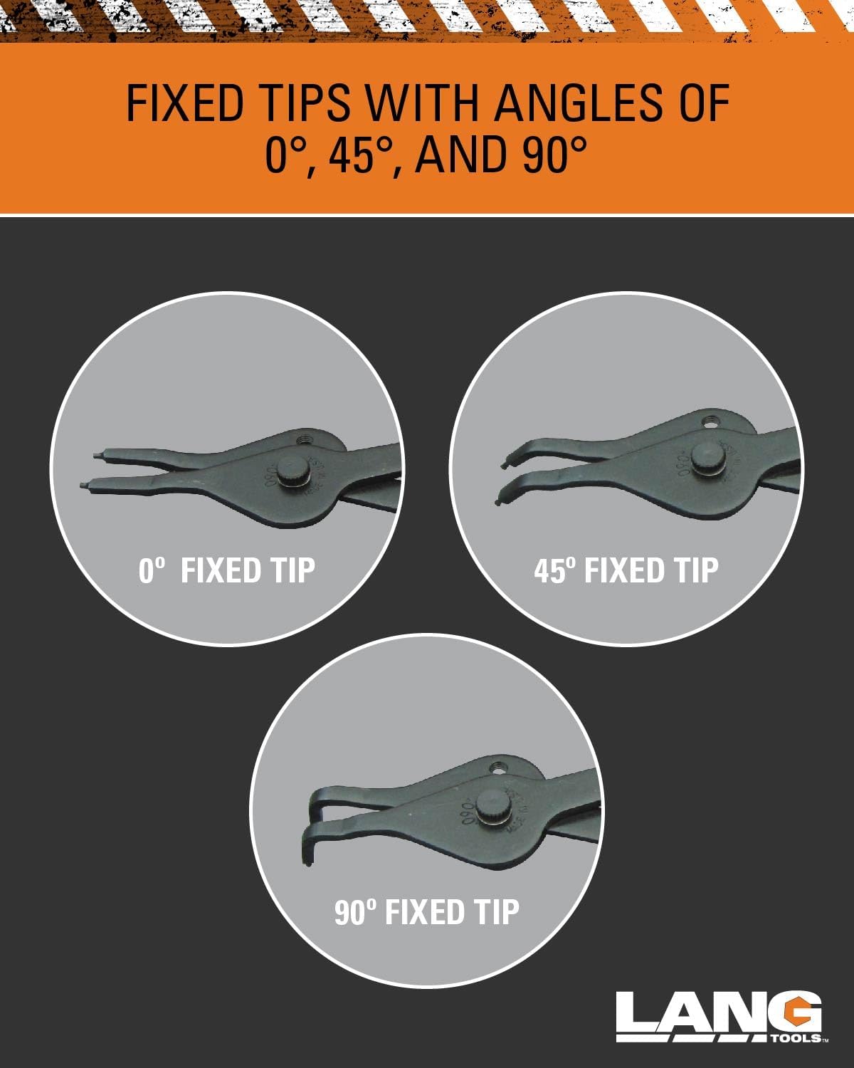 Lang Tools (3495) 12-Piece Fixed Tip Combination Internal/External Snap Ring Pliers Set
