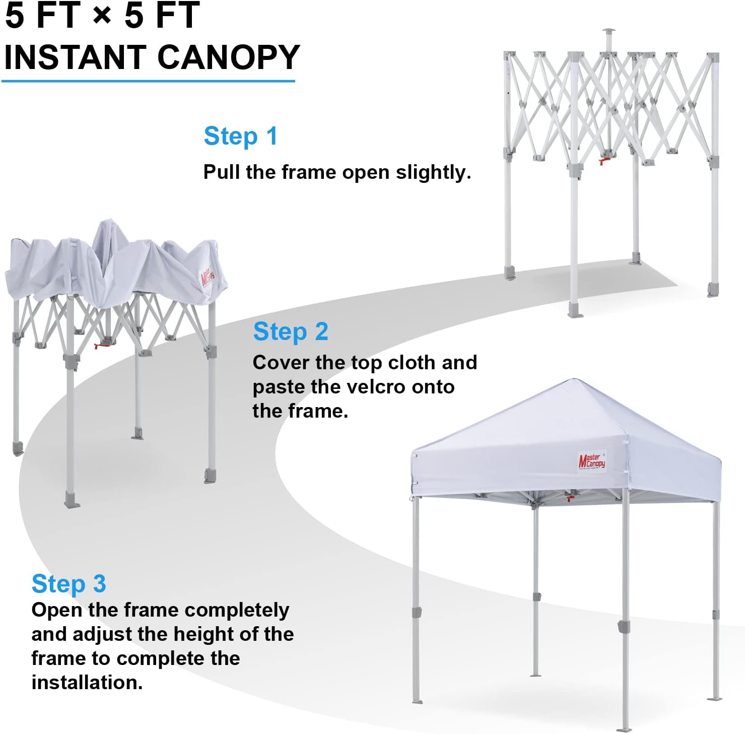 MASTERCANOPY Pop Up Canopy Tent Commercial Grade Instant Shelter (5x5, White)