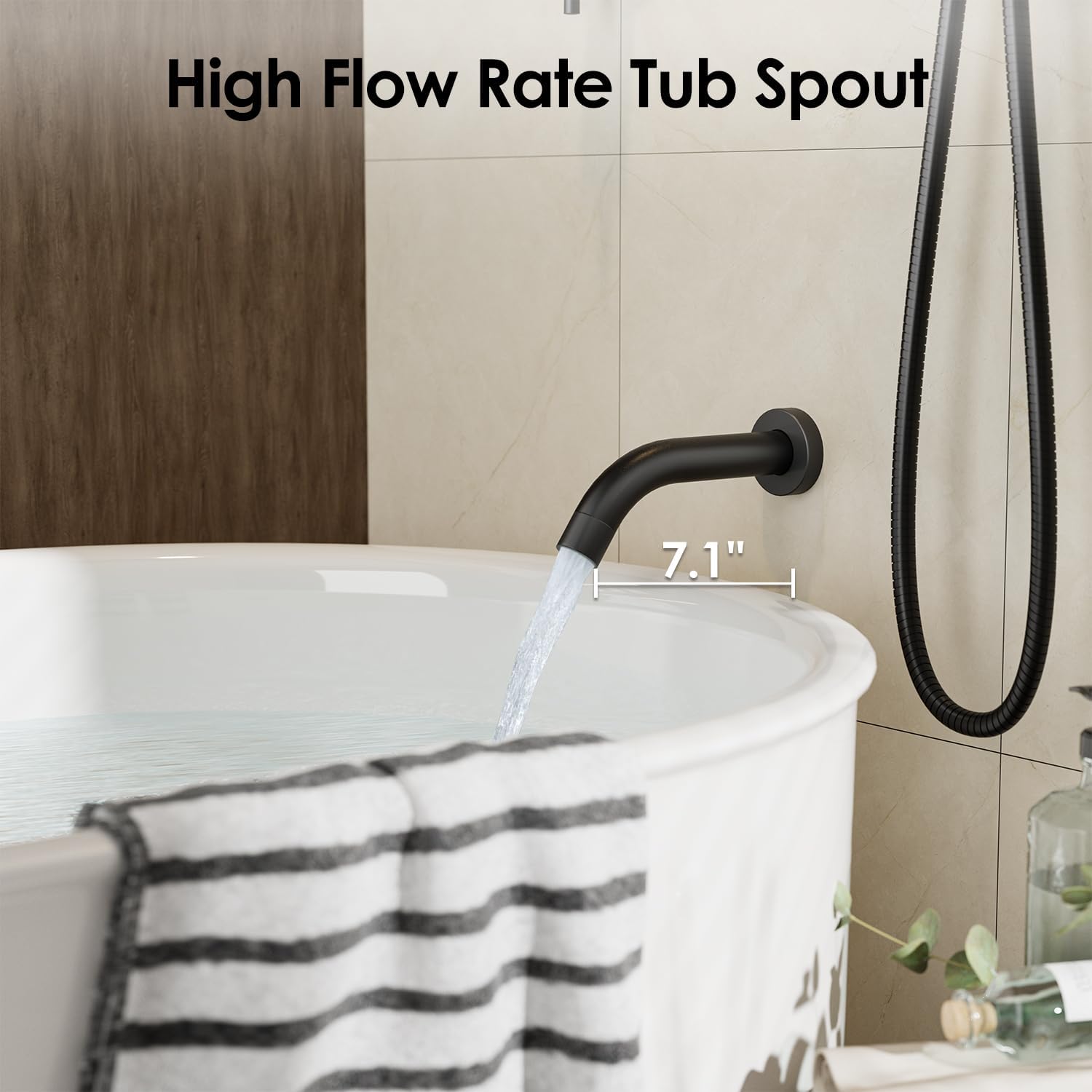 Gabrylly Thermostatic Shower System with Tub Spout, All Metal Bathtub Shower Faucets Set with Anti Scald Shower Valve, High Pressure 10' Rain Shower head with Handheld Spray Combo, Matte Black