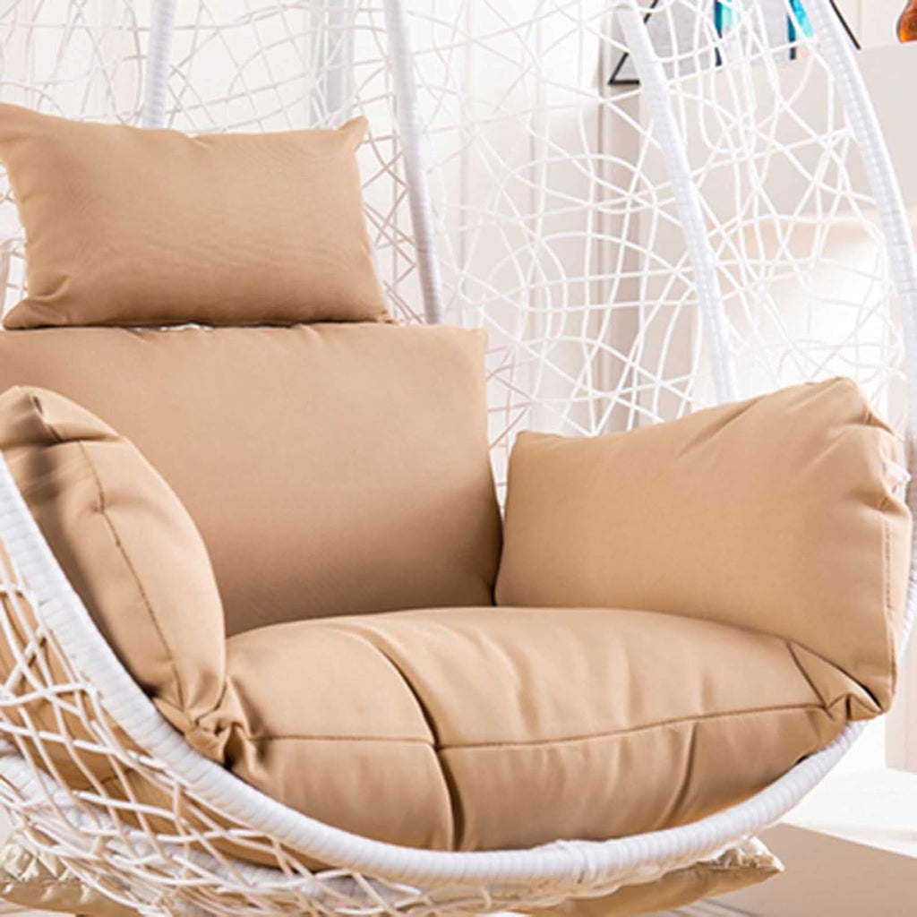 Thick Hanging Basket Chair Bench Cushion Pad，Egg Hammock Chair Swing Chair Seat Pad，Hanging Egg Chair Cushions，Soft Patio Hanging Chair Cushion Pad(Khaki)