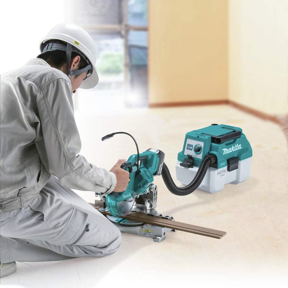 Makita XCV11Z 18V LXT Lithium-Ion Brushless Cordless 2 Gallon HEPA Filter Portable Wet/Dry Dust Extractor/Vacuum, Tool Only