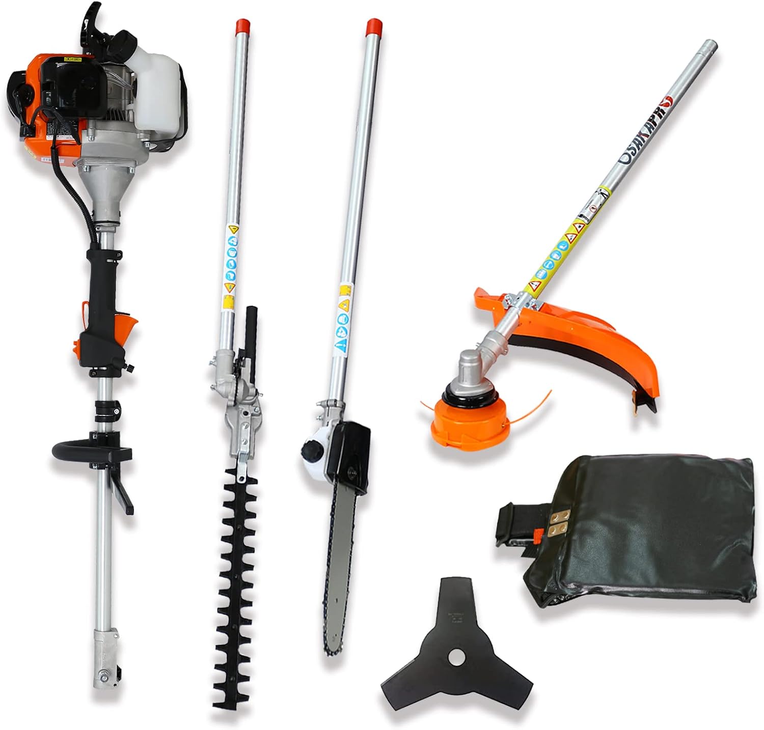 56cc 2-Cycle Gas Multi-Trimmer | 4-in-1 String Trimmer w/Rotatable Pole Saw, Weed Eater Weed Wacker, Brush Cutter & Hedge Trimmer Gas for Lawn, Yard, Garden Care, All-in-one Garden Tool