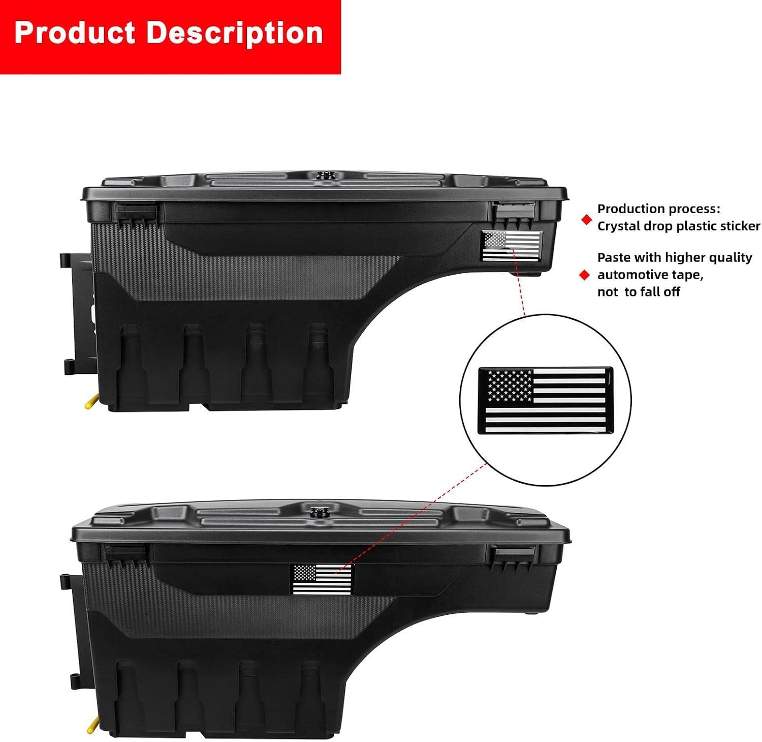 POETRYXIAO Lockable Truck Bed Storage Box with Password Padlock for 2019-2023 Dodge Ram 1500 2500 (No Fit 1500 Classic Model),Waterproof ABS Wheel Well Tool Box 6.6 Gal/25 L (Drivers Side)
