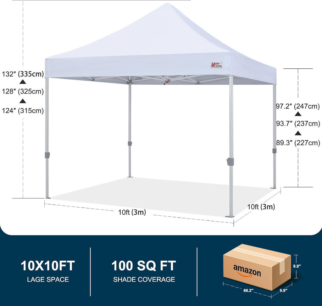 MASTERCANOPY Pop Up Canopy Tent Commercial Grade 10x10 Instant Shelter (White)