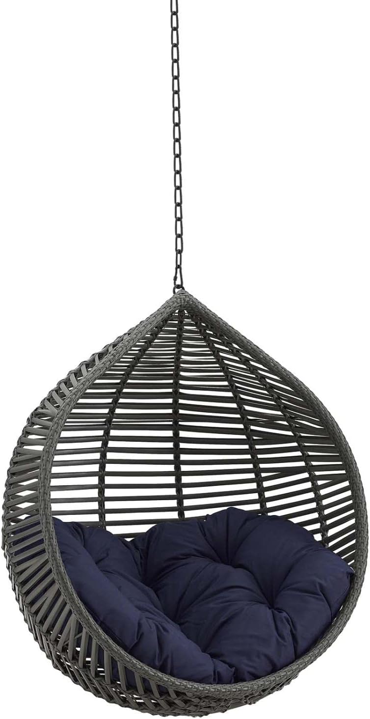 Modway EEI-3637-GRY-NAV Garner Teardrop Outdoor Patio Swing Chair Without Stand, Gray Navy, 28.5 x 41 x 125.5