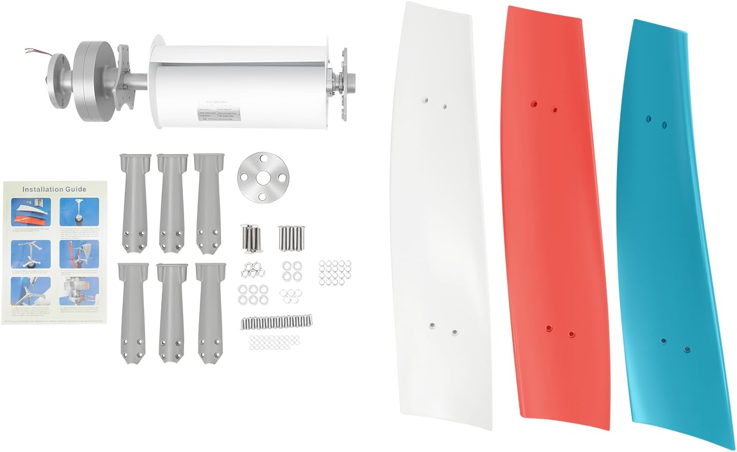 12V Wind Turbine, 400W Wind Power Generator Kit with Electromagnetism Controller, 3 Vertical Fiberglass Blades Wind Turbine Generator, 3-Phase Ac Permanent Magnet Generator for Mobile House, Boat