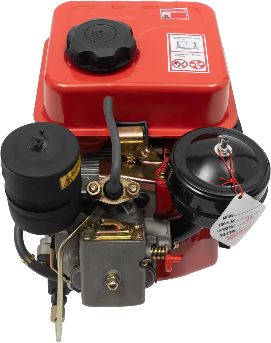 Diesel Engine, 196Cc 4-Stroke Single-Cylinder Diesel Engine, 3HP Engine with Air-Cooled Recoil Starter Systemdiesel Engine for Go-Karts, Lawnmowers, Generators, Log Cutters