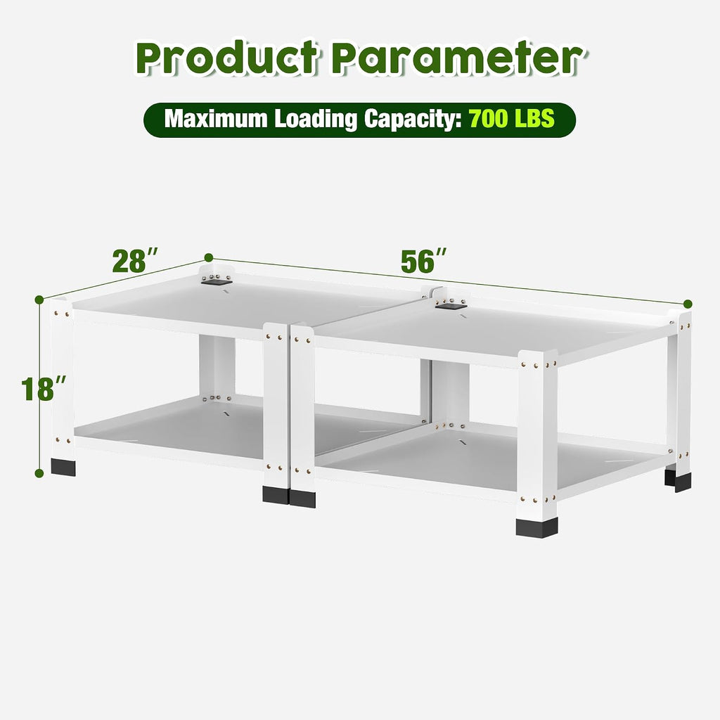 2 Pack Washer and Dryer Pedestals Heavy Duty Laundry Pedestal, 28' Universal Fit Anti-Vibration Metal Washing Machine Stand Base, 700lbs Capacity, 14' H, White, Assembly Required