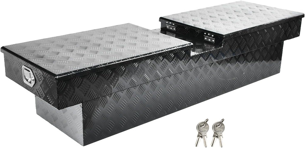 SSN 69 Inch Black Heavy-Wall Gull Wing Aluminum Truck Tool Box with 2 Locks,RigidCore Lids Pickup Truck Bed Tool Box for Storage and Organization