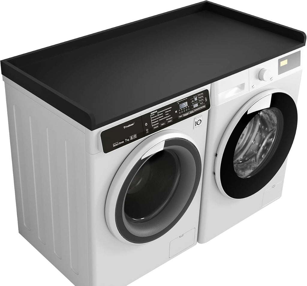 Kaboon Washer Dryer Countertop Only, Melamine Countertop with Edge Rails - 27.5' Depth x 54' Width Laundry Room Organization, Black