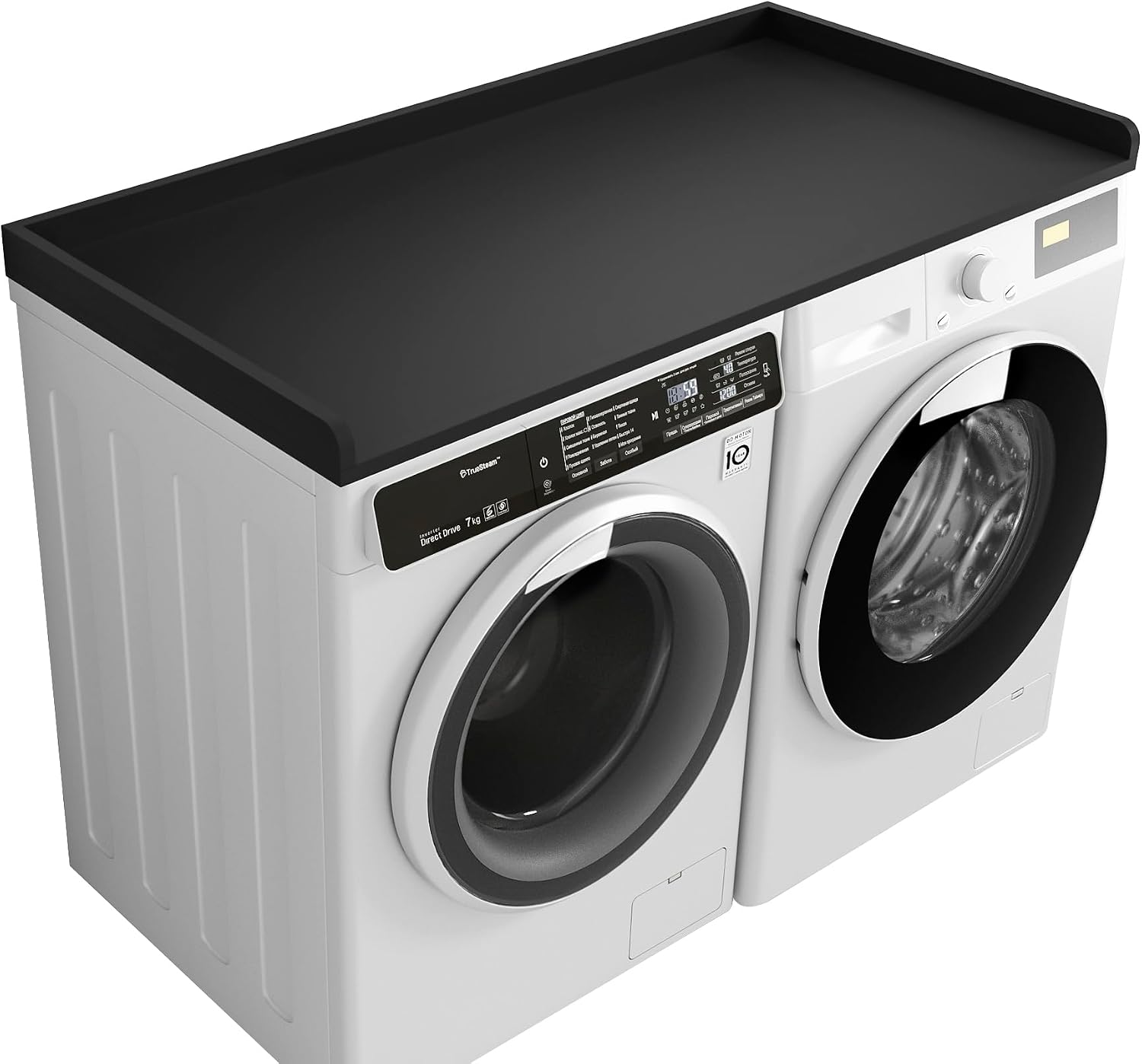 Kaboon Washer Dryer Countertop Only, Melamine Countertop with Edge Rails - 27.5' Depth x 54' Width Laundry Room Organization, Black
