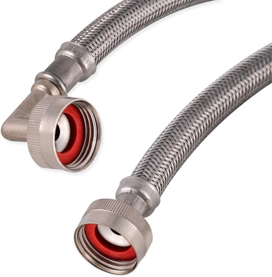 Eastman 5 ft Washing Machine Hose Connectors with Elbows, Pack of 2, 3/4 in FHT x 3/4 in FHT, Braided Stainless Steel, 41065 (Pack of 24)