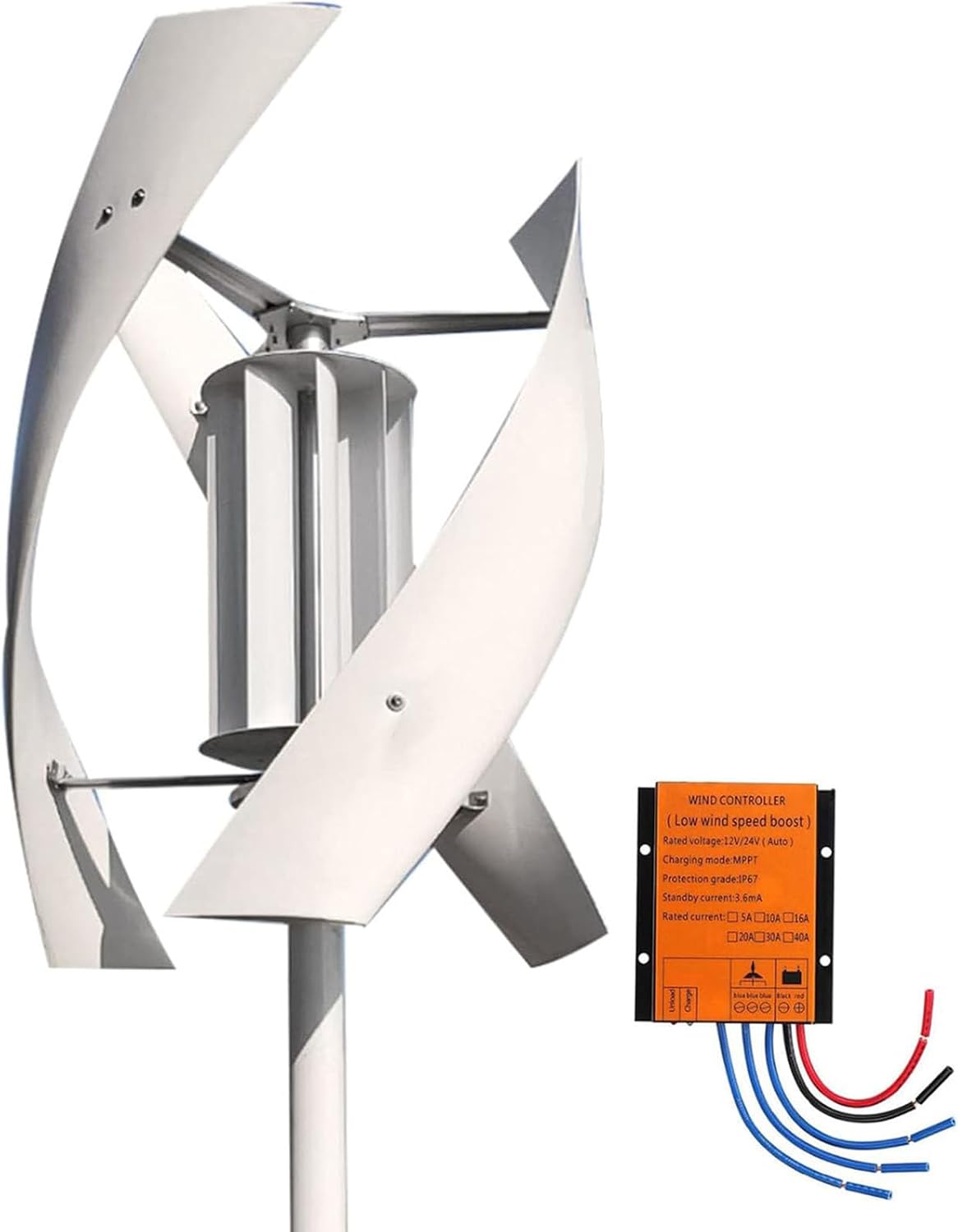 3000W Wind Turbine Generator Kit - 12V/24V/48V/220V Vertical 3-Blade Permanent Magnet Generator for Hybrid Wind Solar Systems - High Efficiency Wind Power Solution