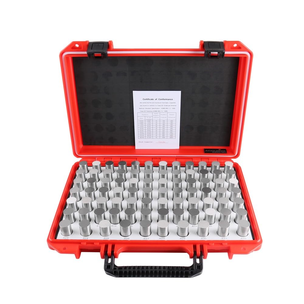 Accusize Industrial Tools 0.751''-0.832'', 82 Pcs Steel Plug Pin Gauge Set, Minus, Class Zz, M5(-)